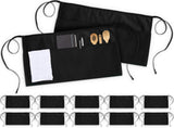 Utopia Wear 12 Pack Server Aprons with 3 Pockets, Waiter and Waitress Waist Aprons for Women with Pockets, Men Short Aprons (Black)
