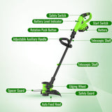 12" Cordless Weed Wacker String Trimmer, 20V Battery Powered Grass Trimmer & Edger 2-in-1, Electric Weed Wacker with 2×5.0Ah Batteries and 8 Pcs Spools, Lightweight Edger Lawn Tool for Yard & Garden