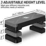 GYMMAGE Aerobic Exercise Step, Adjustable Aerobic Stepper for Exercise, Workout Step Platform for Step Up, 26.5" Step Deck with 4” 6” 8” Adjustable Height Risers, Women Home Gym Cardio Fitness