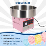 1000W Commercial Electric Cotton Candy Machine, Floss Maker Machine w/ 20 inch Stainless Steel Bowl, Sugar Scoop, Ideal for Birthday New Year Party Gifts - Pink