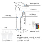 Acrylic Podium Stand, 43” Pulpit for Churches with 15 Colors Adjustable, Modern Lectern with Storage Shelf for Classroom