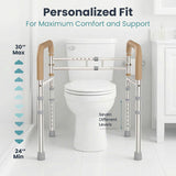 PELEGON Toilet Safety Rails (350 lb) - Adjustable Toilet Safety Frame & Rails, Toilet Safety Rail for Elderly Adults, Toilet Handles for Seniors, Toilet Bars for Elderly, Disabled & Handicap - Beige