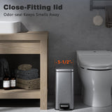 Trash Can with Lid Soft Close, 1.6 Gallon Stainless Steel Garbage Can with Removable Inner Bucket