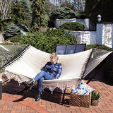 Sunnydaze Woven Double Hammock for Outside with Crocheted Edges and Spreader Bars - 600-Pound Weight Capacity Outdoor Hammock for Trees