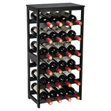 Wine Rack 24-Botttle Freestanding Floor, 6-Tier Wine Rack Shelf with Table Top | Black Homevany