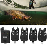 High Sensitive Electronic Fishing Bite Alarm Indicator LED Light Alert, 4 Fish Bite Alarm with 1 Receiver Indicator Sound Vbest life