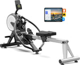pooboo Rowing Machines for Home, Dual Wind & Magnetic Resistance, Foldable Row Machine 400 LB Weight Capacity, 14 Levels (Black Classic)