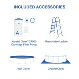INTEX 26721MZ 14ft x 42in Prism Frame Clearview Premium Above Ground Pool Set: Includes 1000 GPH Krystal Clear Cartridge Filter Pump – 3357 Gallon Capacity – Age Grade 6+
