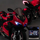 Wodoochey 1/7 Scale Alloy Dynamic Motorcycle Model with Ignition System and Smoke Spray, Die-cast Motorcycle Gift for Adult Collectors & Enthusiasts