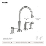 Moen Edison Spot Resist Stainless One-Handle High Arc 4-hole Kitchen Faucet with Side Sprayer and Soap Dispenser, 87042SRS
