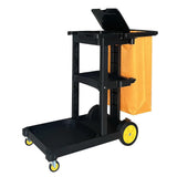 This Commercial Janitorial Cart Commercial Traditional Janitorial 3-Shelf Cleaning Cart on Wheels with Bag Custodial Cart Housekeeping Carts for Hotels Apartment Black