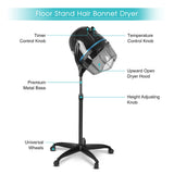 Professional 1000W Adjustable Hair Bonnet Dryer with Rolling Wheels Stand for Home Beauty Salon Equipment