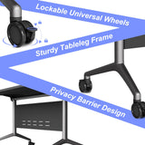 Folding Conference Table,Modular Training Table,4 Black Wood Grain 47.2in