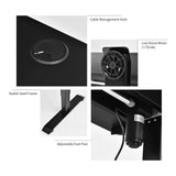 Electric Height Adjustable Standing Desk, Motorized Sit Stand Workstation w/Whole Piece Desk Board (Black) GLOBALWAY