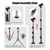 Golemas Hair Dryer Stand, Height Adjustable Hands-Free Lazy Blow Dryer Holder with 180 Degrees Rotatable Larger Clamp Non-Slip Tripod, for Bathroom, Vanity, Makeup Room Floor or Countertop Pet Salon