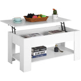 PayLessHere | 39" Lift Top Coffee Table | White | with Hidden Storage