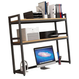 Stylish Black Metal 2-Tier Desktop Bookcase - Adjustable Shelving Unit, Space-Saving Organizer Rack for Home & Office, Modern Display Shelf (85x32x90cm)