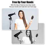 Golemas Hair Dryer Stand, Height Adjustable Hands-Free Lazy Blow Dryer Holder with 180 Degrees Rotatable Larger Clamp Non-Slip Tripod, for Bathroom, Vanity, Makeup Room Floor or Countertop Pet Salon