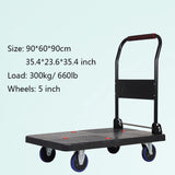 Platform Truck Cart Platform Truck with Plastic Panel and Thicken Metal Foldable Handle Push Cart with Mute Wheels