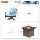 Sophia & William Metal Patio Furniture Set with Fire Pit Table, 5 Pieces