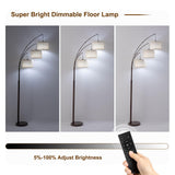 Fansdrick 3 Light Arc Floor Lamps for Living Room, 2400LM Super Bright Floor Lamp with Remote Control, 80" Tall Floor Lamps with Stepless Dimmable, Mid Century Tree Floor Lamp for Bedroom, Office