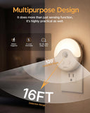 YELKO Plug-in Motion Sensor Night Light with Dusk to Dawn Sensor, 5-Level Dimmable, Adjustable Delay Time for Bedroom, Bathroom, Hallway, Stairs, Nursery, Night Camping, Cool White, 2 Pack