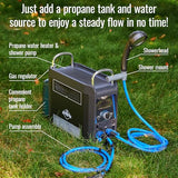 Hike Crew Propane Water Heater & Shower Pump | Rechargeable Portable Outdoor Water System w/Shower Head Attachment for Instant Hot Water While Camping, Hiking, Glamping & Vacationing