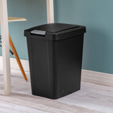 Sterilite 7.5 Gallon TouchTop Wastebasket with Lid that Opens with Touch, Conceals Trash in the Kitchen, Bathroom, Mudroom or Office, Black, 12-Pack