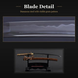 Folded Damascus Steel Plum Blossom Sunburst Wakizashi, Hand Forged Sword
