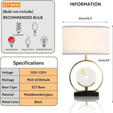YUJUNDZSW 24” Tall Gold Modern Metal Table Lamp with Rectangular Fabric Shade and Marble Black Base Simple Desk Lamp