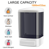 CATTREES 8-Pack Soap Dispenser Wall Mount 1000ml (33.8oz)–Commercial Heavy-Duty Plastic Liquid Dispenser for Soap,Shampoo,Hand Sanitizer–Manual Pump for Bathroom, Kitchen,Restaurant,Hotel (8 x 1000ml)