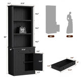 Foxemart 80" Tall Bookshelf with Drawer and Doors, Black Bookcase