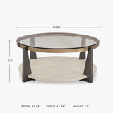 Signature Design by Ashley Frazwa Round Glasstop Coffee Table, Gray/Brown/Gold