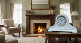 vmarketingsite Mantel Clocks, Battery Operated, Silent Wood Table Clock with Westminster Chimes On The Hour, Solid Wooden Shelf Chiming Mantle Clock, 9" x 16" x 3" (White - Roman Numerals)