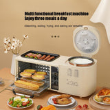 4-in-1 Multifunctional Breakfast Station, Electric Toaster Oven with Rice Cooker, Hot Pot, Sandwich Maker, Digital Controls,Compact Kitchen Appliance (Yellow)