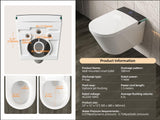 MEJE #MZE014P - Intelligent Wall-Hung Toilet, One-piece Elongated Smart Toilet with Bidet Built in,Heated Seat, Warm Air Dryer,Auto Flush, Auto Open and Close, Remote Control, Night Light, White