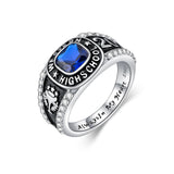 Oseew 2027 Men Birthstone Custom Class College Ring (White Gold)