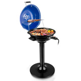 Electric Grill, Techwood Indoor/Outdoor Electric BBQ Grill, 1600W Portable Removable Stand Grill with Adjustable Heat & Drip Tray (Blue)
