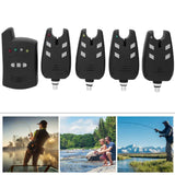 High Sensitive Electronic Fishing Bite Alarm Indicator LED Light Alert, 4 Fish Bite Alarm with 1 Receiver Indicator Sound Vbest life