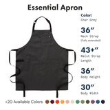 hedley & bennett Essential Apron - Adjustable Bib Chef Apron with 3 Pockets & Towel Loop - 8oz Cotton Canvas - Char Grey