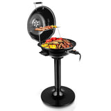 Electric Grill, Techwood Indoor/Outdoor Electric BBQ Grill, 1600W Portable Removable Stand Grill with Adjustable Heat & Drip Tray (Black)
