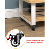 2 Tier White Printer Table with Wheels Wood Office Printer Stand & Cabinet for Home Ideal for Scanners & All in One Printers Space Saving Design