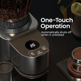 Electric Burr Coffee Been Grinder with Adjustable 24 Precise Grind Settings, 40s Digital Timer for French Press, Espresso, and Drip Pour Over, Home Use, Black