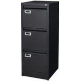 BYNSOE 3 Drawer File Cabinet with Lock Metal Vertical File Cabinet Office Home Narrow File Cabinet for A4 Legal/Letter Size,Assembly Required (Black, 3 Drawers-Vertical)