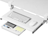 ETHU Small Keyboard Tray Under Desk with Metal Rail, 19.7x11.8", White