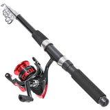 Tripquips Fishing Rod, 6.9ft 2Pcs Telescopic Fishing Rods Set, Carbon Fiber Fishing Pole, 2PCS Spinning Rod and Reel Combo with Carrier Bag Freshwater Fishing Rod and Reel Combos Kits Fishing Gear-Red Tripquips
