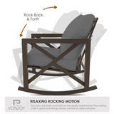 Outdoor Rocking Bistro Set, Patio Chairs Set of 2 with Coffee Table, Gray