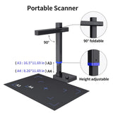Book Scanner, 24MP Document, Portable USB Camera, Scan Max A3 Format w/Adjustable Height