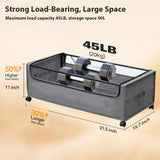 FOUCSSOMEI Under Bed Storage with Wheels, Rolling Under bed Storage with Metal Frame, Under Bed Shoe Storage for Space Saving, Zippered Clear Lid, Heavy-Duty Steel Base for Clothes