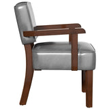 FAGAGA Faux Leather Accent Chair, Mid-Century Armchair with Wood Frame